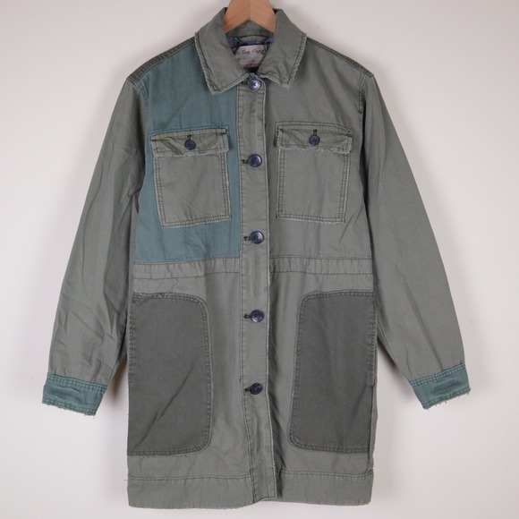 Free People Jackets & Blazers - Free People We The Free Apollo Oversized Jacket Military Army Cargo XS 18.5x33
